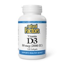 自然な要因、ビタミンD3 2000 IU (50 mcg)、サポート強い骨、筋肉および免疫機能、120 Softgels