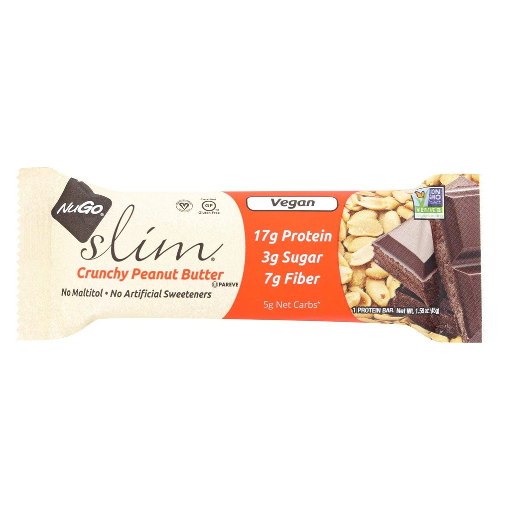 ヌゴ栄養バー - スリム - クランチピーナッツバター - 1.59 Ozバー - ケース 12