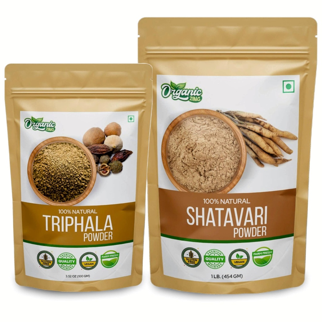 ORGANIC ZINGのShatavari- 454g及びTriphalaの粉100g