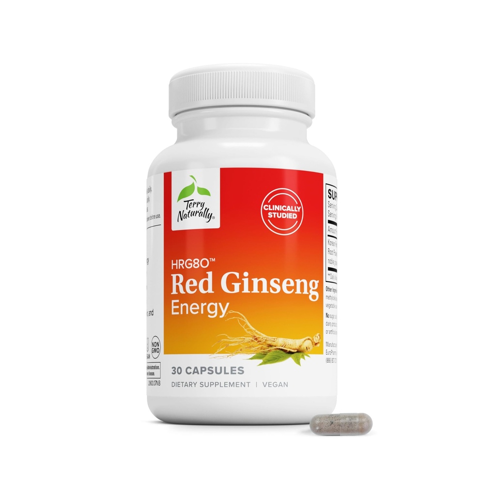 テリー自然にHRG80赤いGinsengエネルギー-健康なエネルギー及び焦点を支える補足-韓国の赤いGinsengの根の粉が付いている草の補足-援助の健康な持久力へのビーガン タブレット- 30のカプセル