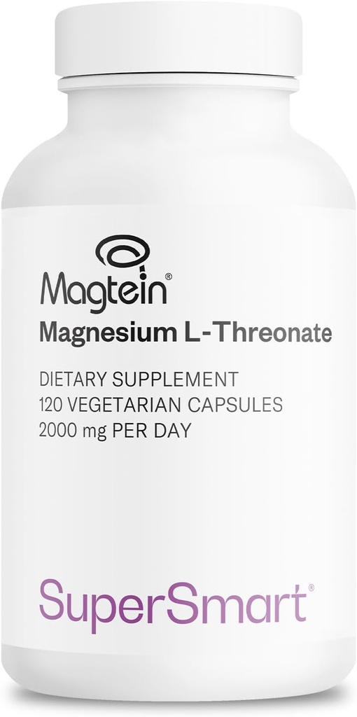 スーパースマート - 1日あたりのマグネシウムL-Threonate 2000mg(Magtein) - 特許取得済みおよび高バイオ利用できるマグネシウム Threonate - メモリ、脳の健康と注意 | 非GMO&グルテンフリー - 120ベジタリアンカプセル