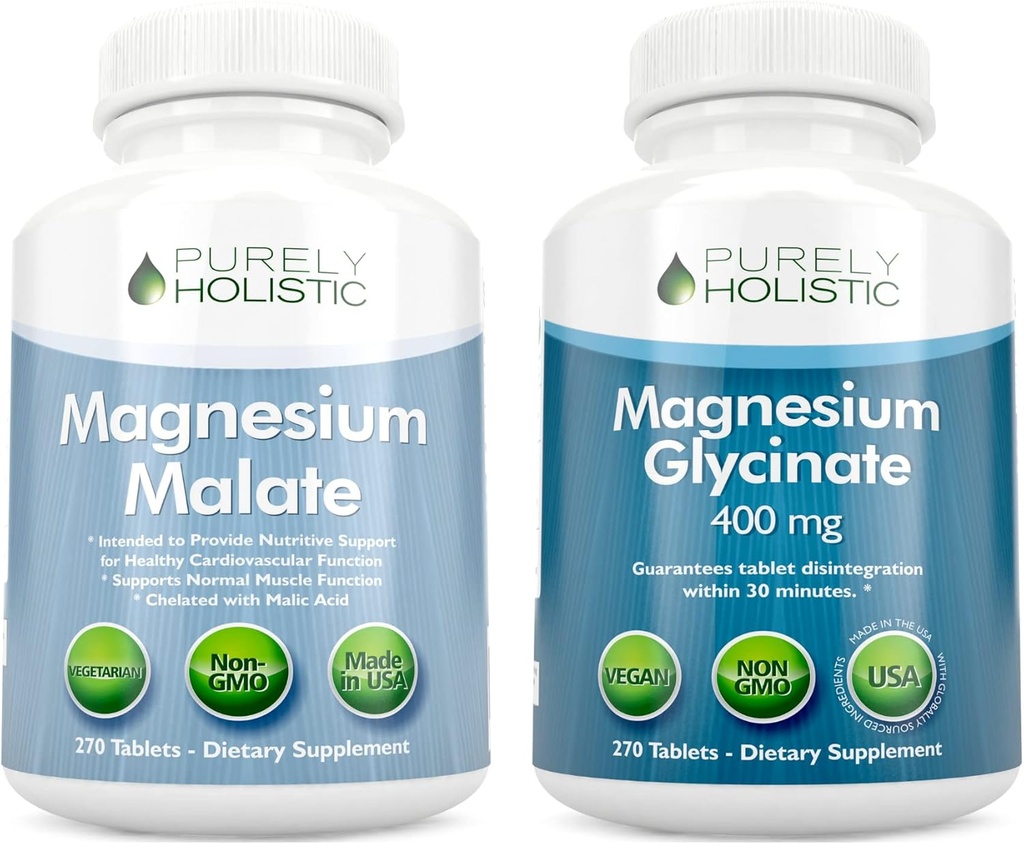 マグネシウムのMalate 400mg +のマグネシウムのGlycinate 400mg -高い吸収及び非常にBioavailableの束- 270 + 270のベジタリアンのタブレット