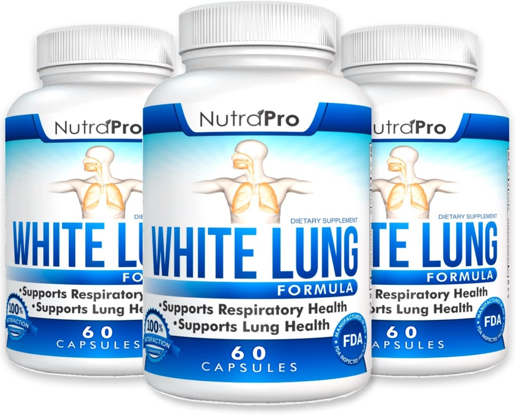 NutraPro White Lung Lung Cleanse & Detox.Support Lung Health. Supports Respiratory Health. 60 Capsule - Made in GMP Certified Facility.