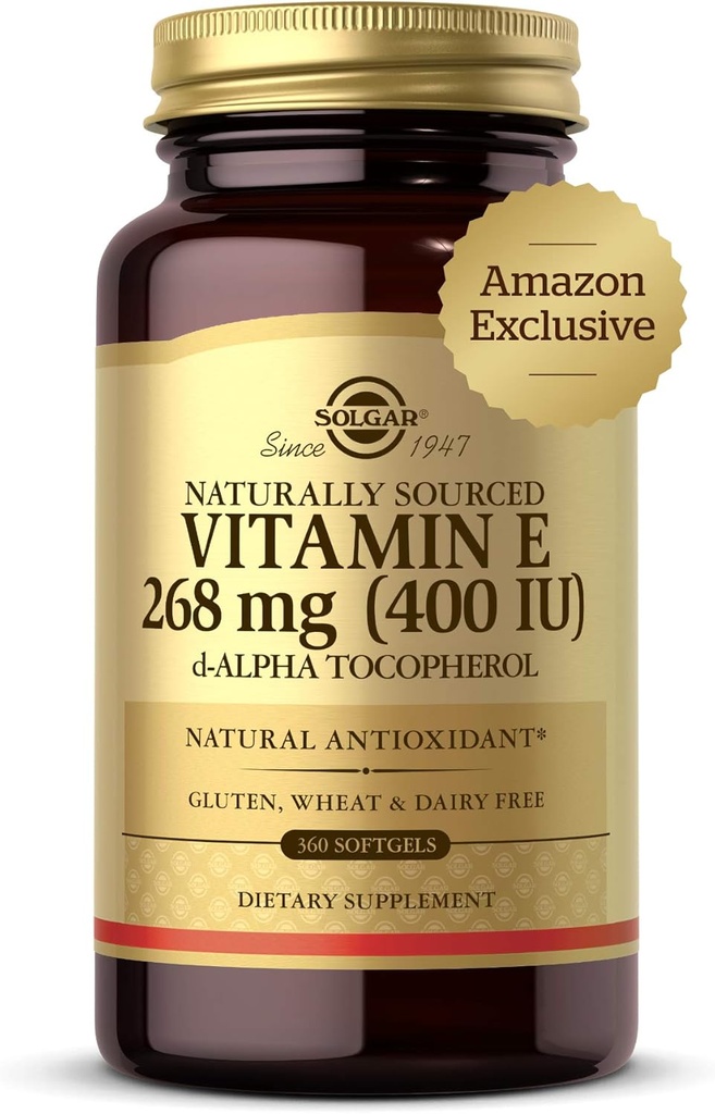 ソルガービタミンE 268 mg(400 IU)、360アルファSoftgels - 天然酸化防止剤、皮膚&免疫システムサポート - 天然由来のビタミンE - グルテンフリーグルテン - 360サービング