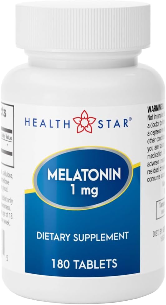 GeriCare Melatonin 1mg睡眠サポートサプリメント、Gentle Nighttime Sleep Aid、Non-Habitフォーミング、リラックスと休息を促進するのに役立ちます、ジェットラグ回復、およびより良いナイトタイムレスト、180錠