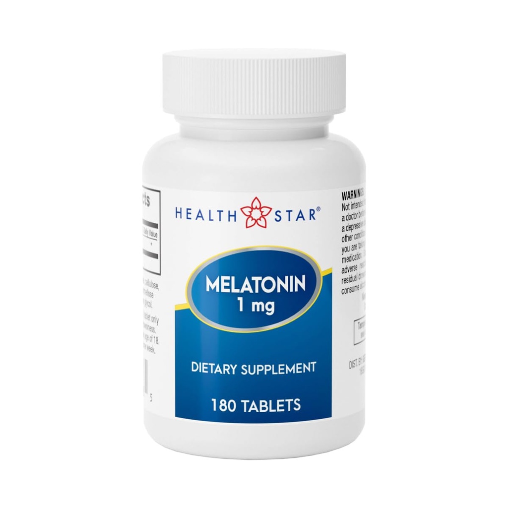 GeriCare Melatonin 1mg睡眠サポートサプリメント、Gentle Nighttime Sleep Aid、Non-Habitフォーミング、リラックスと休息を促進するのに役立ちます、ジェットラグ回復、およびより良いナイトタイムレスト、180錠