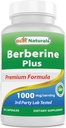 サービングあたり1000mg、(非GMO) 60カプセルのベストナチュラルベリンプラス1000mg - Berberine HCL 1000mg、ビタミンC 120mgと亜鉛グルコネート30mgが含まれています