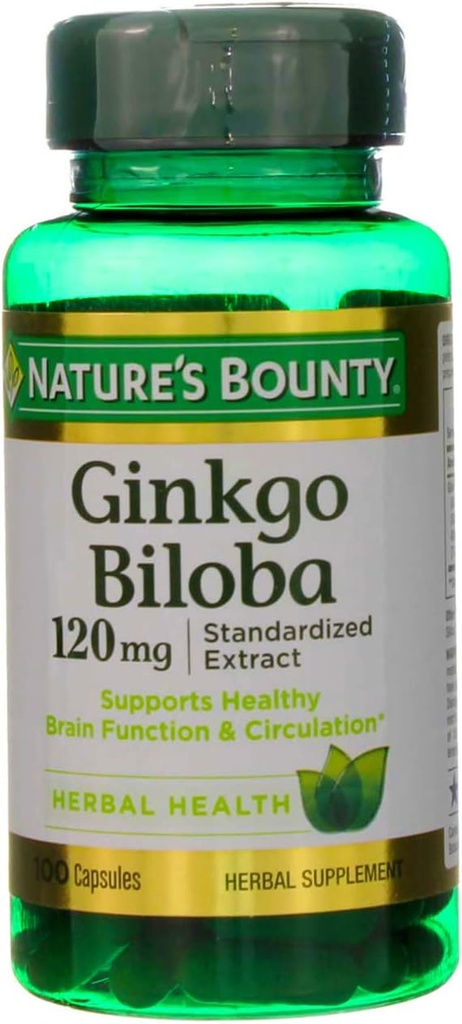 Nature's Bounty Ginkgo Biloba 120 mgのダブル強度 - 100カプセル、2のパック