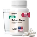Nourished Natural - Calm + Ashwagandha、Chamomile、Tart Cherry Extract、パッションフラワー、L-テアニン、およびマグネシウム - 60カプセルとディープレスト&リラクゼーションのための睡眠カプセル