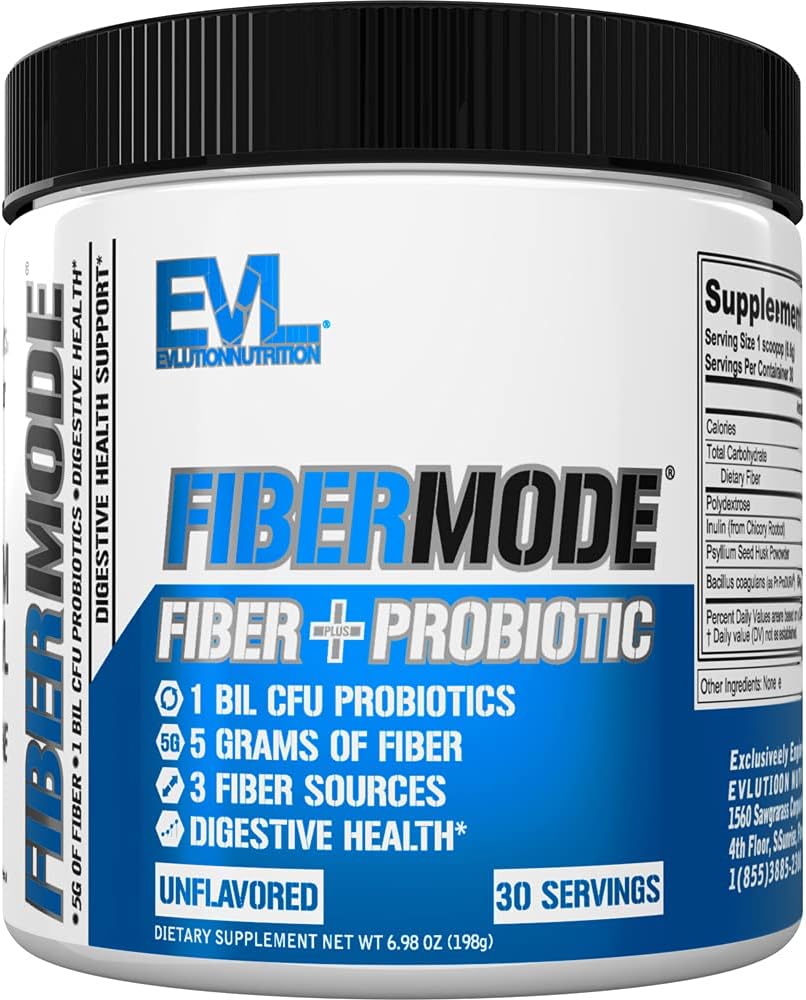 Evlution Nutrition FiberMode - 繊維+プロバイオティックパウダー - 消化の健康&免疫サポート - 1bil CFU Probiotics + 5g繊維 - グルテンフリー&ビーガン - 不燃 - サプリメント - 30サービング