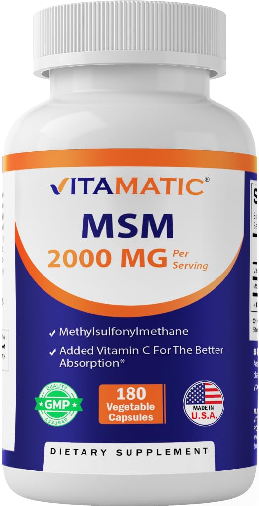 Vitamatic MSM 2000 ビタミン C 75mg/サービング - 180 のベジス カプセル - MSM (Methylsulfonylmethane)のよりよいabsopritonのビタミン C の援助-非GMO及びグルテンフリー
