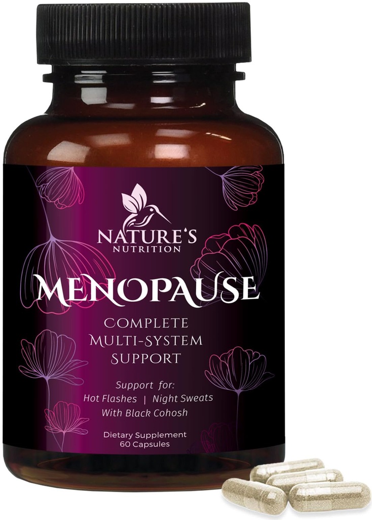 黒いコホッシュが付いている女性のためのMenopauseの補足-女性のための熱いフラッシュそしてホルモン サポート、自然な更年期の救助のビタミン サポート穏やかな夜汗及びバランス、非GMO及びグルテンフリー- 60のカプセル