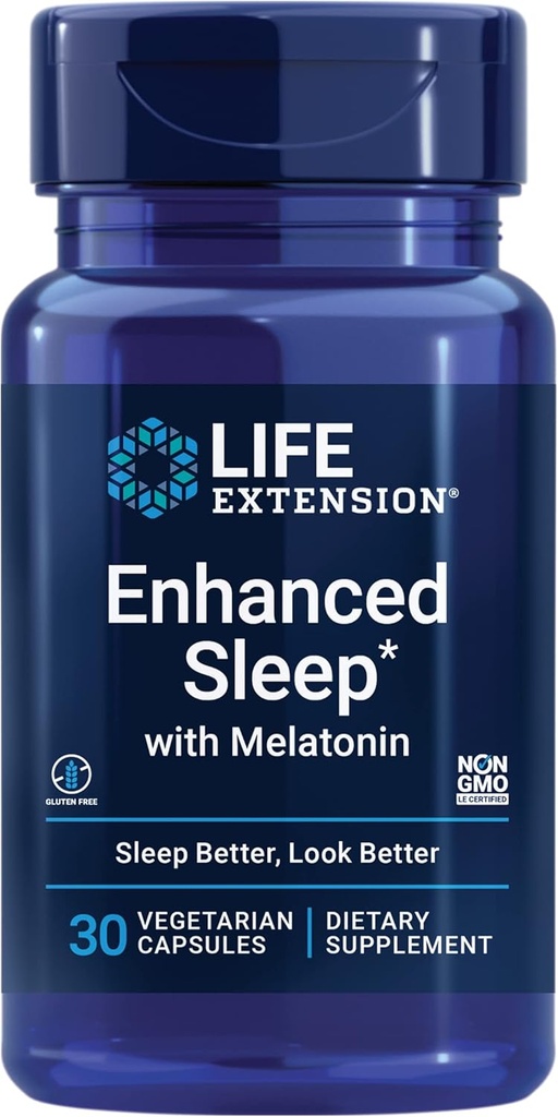 ライフエクステンションは、メラトニンと眠りを強化 - リラックスした眠りと健康な肌のためのメラトニン睡眠サプリメント - グルテンフリー、非GMO、ベジタリアン - 30カプセル