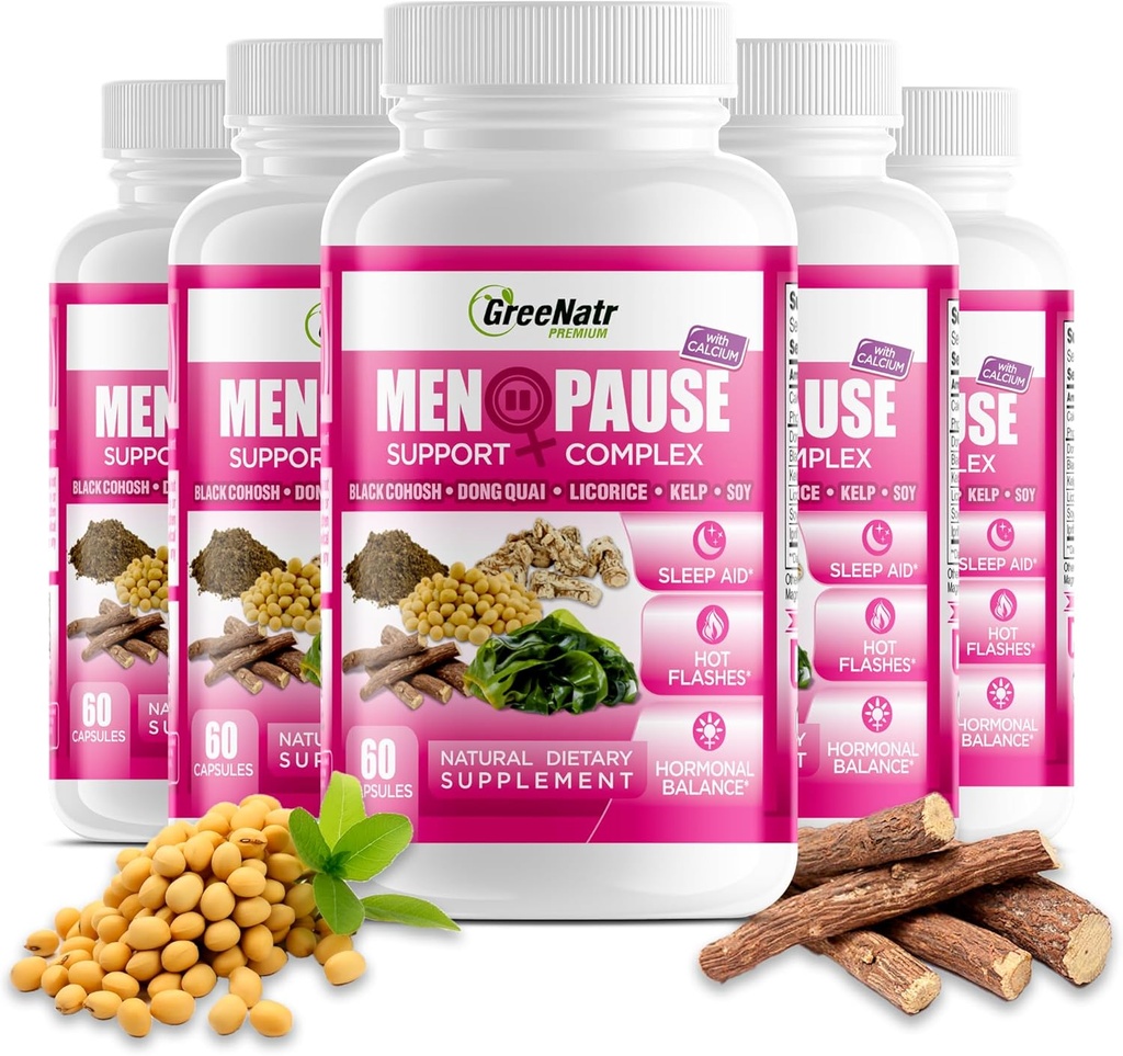 GreeNatr ハーブ月経閉止サポートコンプレックスホットフラッシュ、ナイトスウェット&気分スイング救済。 バランスの取れたホルモンレベルを促進します - ブラックコホッシュ、ドンキア、リコルスルート&ケルプ葉(6ボトル)