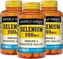 MASON NATURALセレン200 mcg - 免疫サポート&前立腺の健康、エッセンシャルトレースミネラル、60錠(パッケージ3)