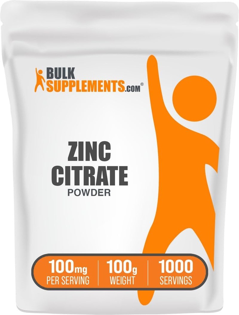 BulkSupplements.com亜鉛クエン酸塩パウダー - 亜鉛サプリメント、免疫サポートのためのミネラルサプリメント - グルテンフリー、100g(3.5オンス)(パッケージ1)