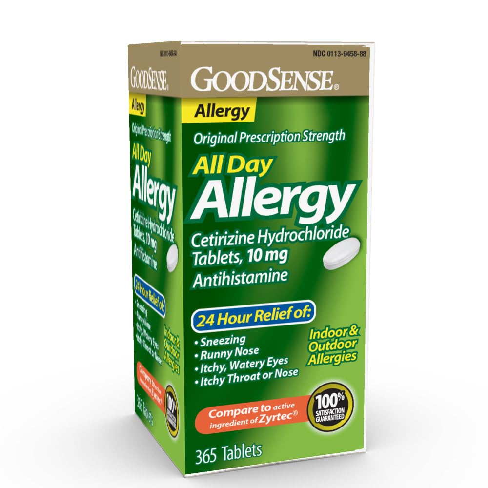 GoodSenseオールデイアレルギー、Cetirizine塩酸塩錠、10mg、Antihistamine、365カウント