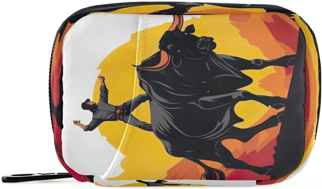 マタドールピルオルガナイザーケース ポータブルウィークリーデイリーピルケースバッグ サプリメントのためのジッパー付きオルガナイザー 旅行家族ビジネス