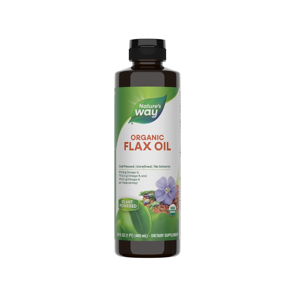 Nature's Way Organic Flax Oil、USDA認定オーガニック、オメガ3、6、9、コールドプレス、16 Fl Oz(パッケージ5月Vary)