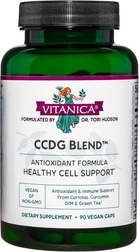 Vitanica CCDG Blend - Immune Support Supplement - DIM Supplement with Turkey Tail Mushroom, Turmeric & Green Tea - Vegan Supplement for Immune Support - Lady - 90 Capsules