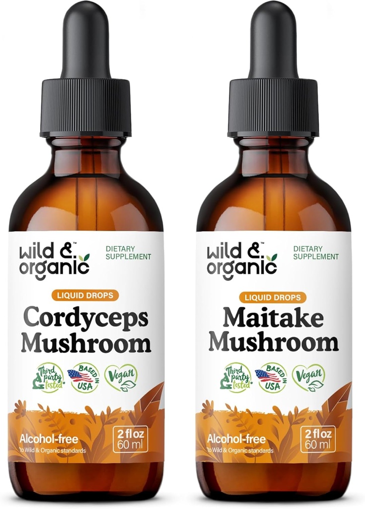 ワイルド&オーガニックコルディセプソッシュマッシュルーム 2 fl oz & Maitake マッシュルーム 2 fl oz