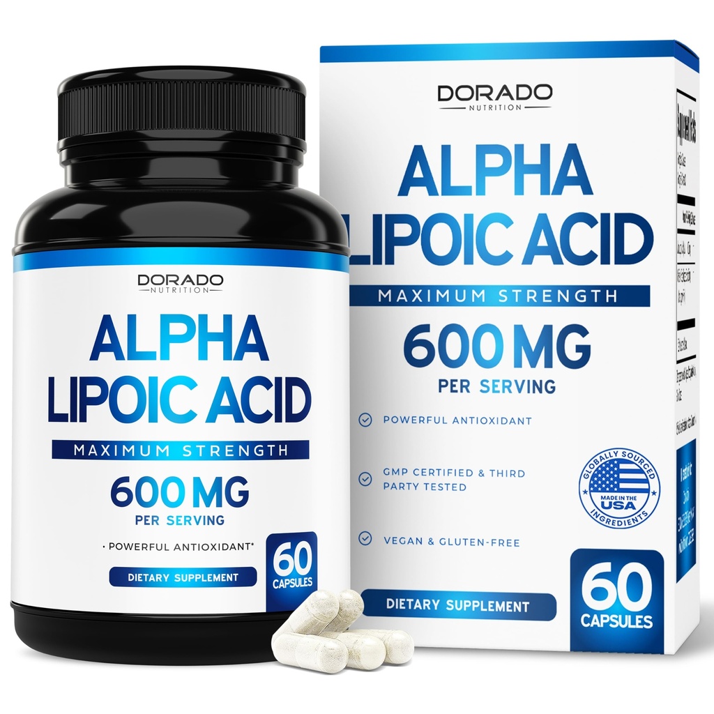 アルファリポイック酸60カプセルを1回当たり600mg - 神経症および心血管の健康(ALAサプリメント)のための強力な酸化防止剤 - サードパーティーテスト、非GMO、グルテンフリー、ビーガン&米国メイド