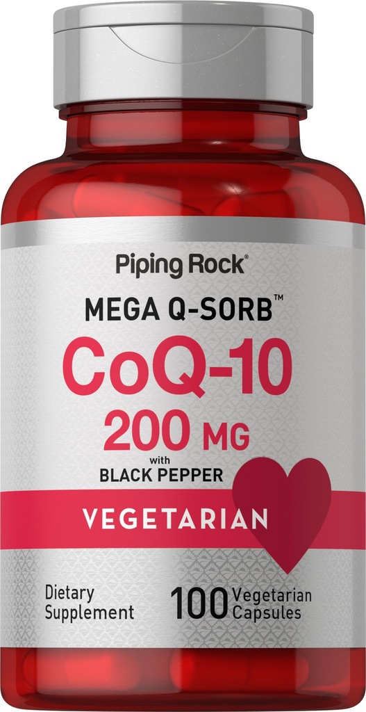 パイピングロックコク10 200mgカプセル | 100丸薬 | 黒胡椒エキス配合 | 女性・男性用補酵素Q10サプリメント | ベジタリアン・非GMO・グルテンフリー