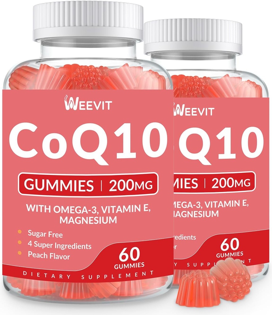 砂糖の自由なCoQ10のグミー200のMG、Coenzyme Q10 (Ubiquinone)大人のためのグミー、Omega-3、マグネシウム、エネルギー、頭脳サポートが付いているCo Q10の補足