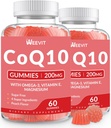 砂糖の自由なCoQ10のグミー200のMG、Coenzyme Q10 (Ubiquinone)大人のためのグミー、Omega-3、マグネシウム、エネルギー、頭脳サポートが付いているCo Q10の補足