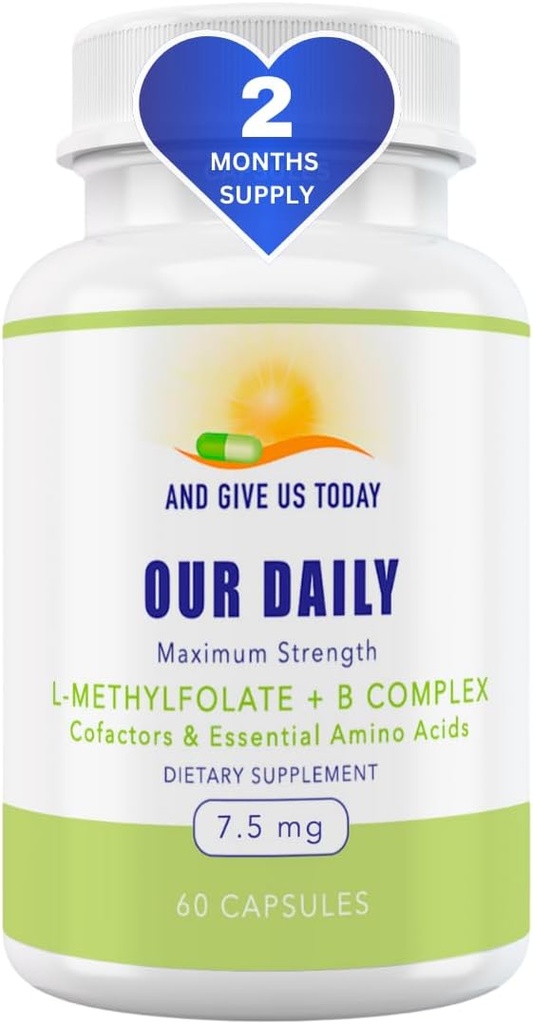 私たちの毎日のVites L-Methylfolate Bコンプレックスコファクタ&エッセンシャルアミノ酸(7.5mg) - 活性フレート、メチル化されたB12メチルコバラミン、B6およびグリシン - 60カウント