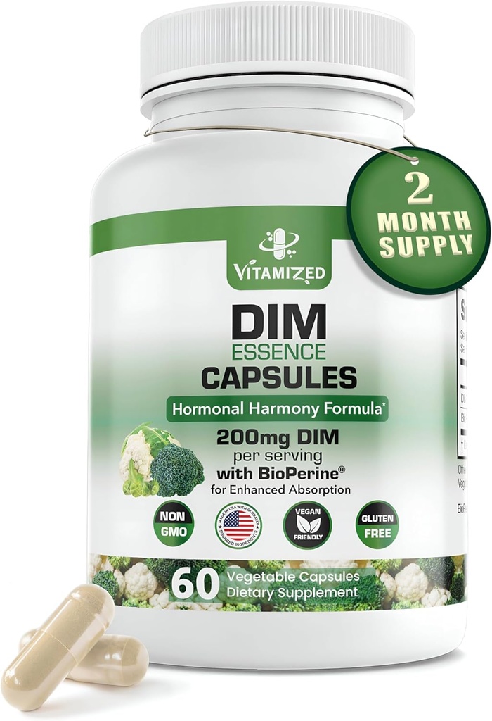 ホルモンのハーモニー及び皮の健康のためのDimのエストロゲンの補足、2か月の供給-Metabolismのバランスのための200のmg Diindolylmethane、Menopause、Moodサポート高い吸収のためのBioperine