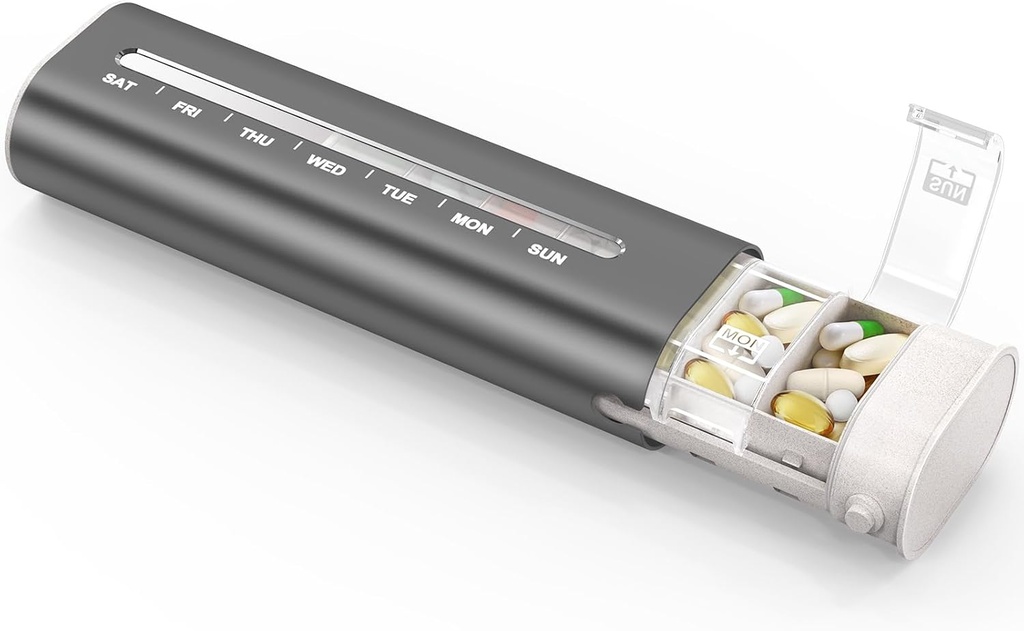 Zannakiアルミニウム7日の週刊丸薬のオルガナイザー、3つの層のシールが付いている携帯用旅行丸薬箱、大容量のかわいい毎日の丸薬箱、ビタミン、丸薬のための丸薬のホールダーの容器