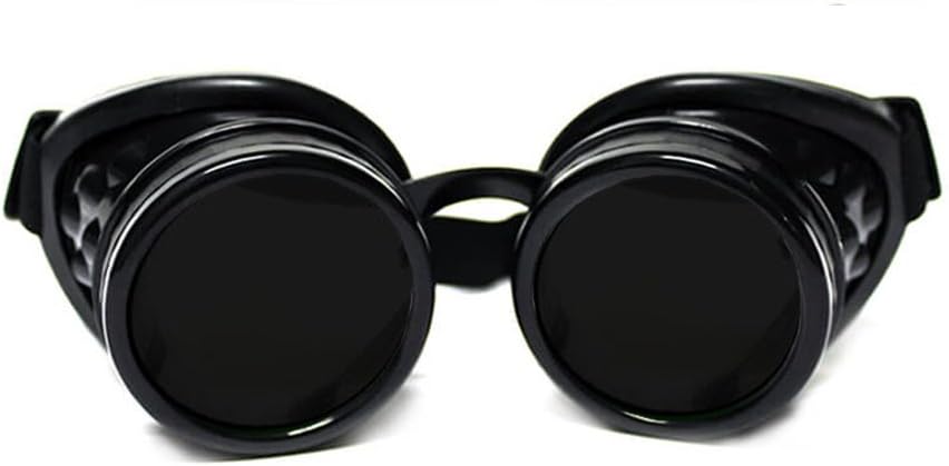 GloFXスチームパンクゴーグルスティンテッド - レイブEDMフェスティバルアクセサリー - ゴシックコスプレ溶接機ゴーグル - ダークティンレンズ付きブラックゴーグル