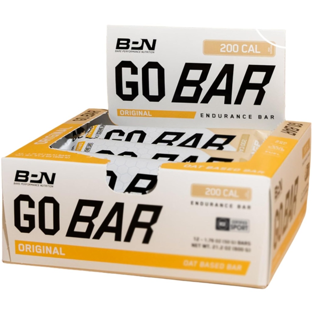 BARE PERFORMANCE NUTRITION ゴーバー, オートベース持久力トレーニングスナック 36g 炭水化物と 200 カロリー サービングあたり, 12 箱あたりのバー, 元のオート麦