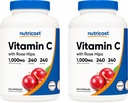 Nutricost Vitamin C with Rose HIPS 1025mg, 240 Capsules (2 Bottles) - Premium Non-GMO, Gluten Free Vitamin C Supplement