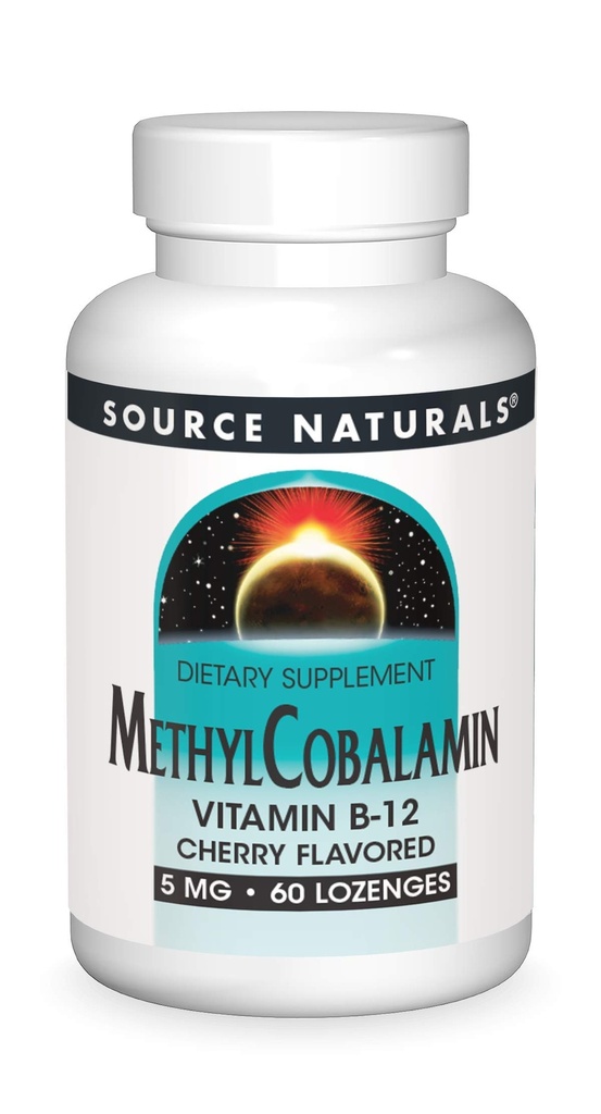 源の自然なMethylcobalaminのビタミンB-12 5mgのチェリーは- 60のLozenges風味付けしました