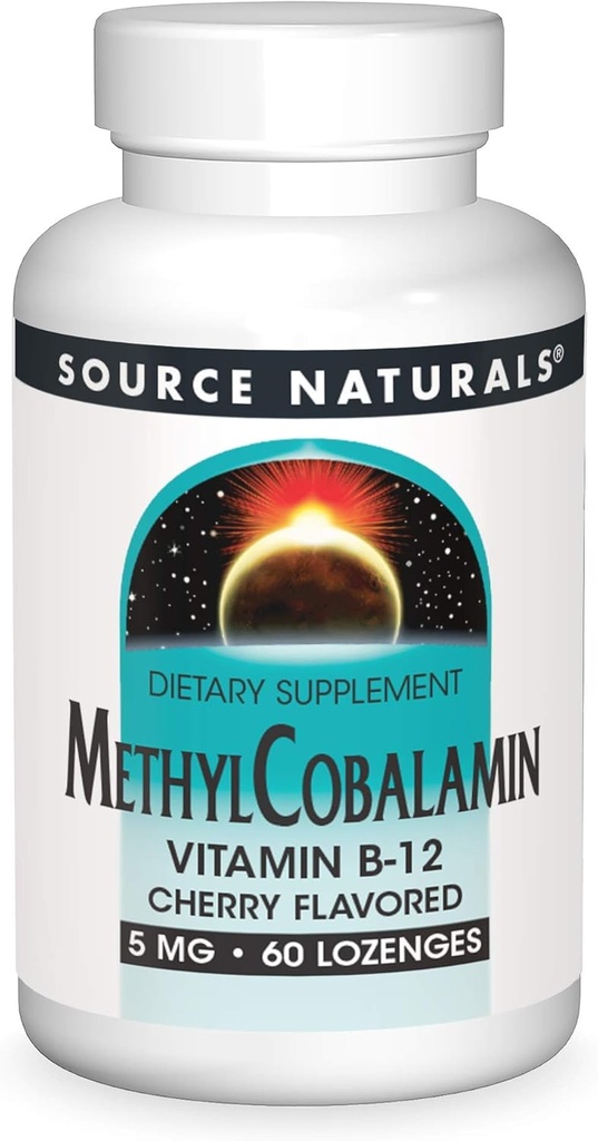 源の自然なMethylcobalaminのビタミンB-12 5mgのチェリーは- 60のLozenges風味付けしました