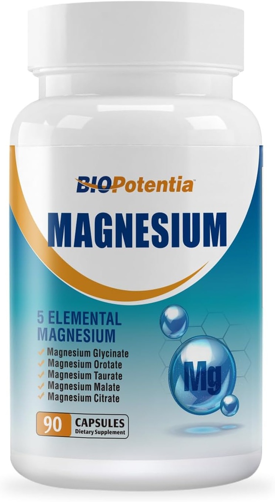 Magnesium Complex Supplement - Magnesium Capsules 500Mg with Glycinate, Citrate, Malate, Taurate & Orotate + B6 | Non-GMO, Gluten Free for Sleep, Muscle & Stress Relief | 90 Vegan Caps.