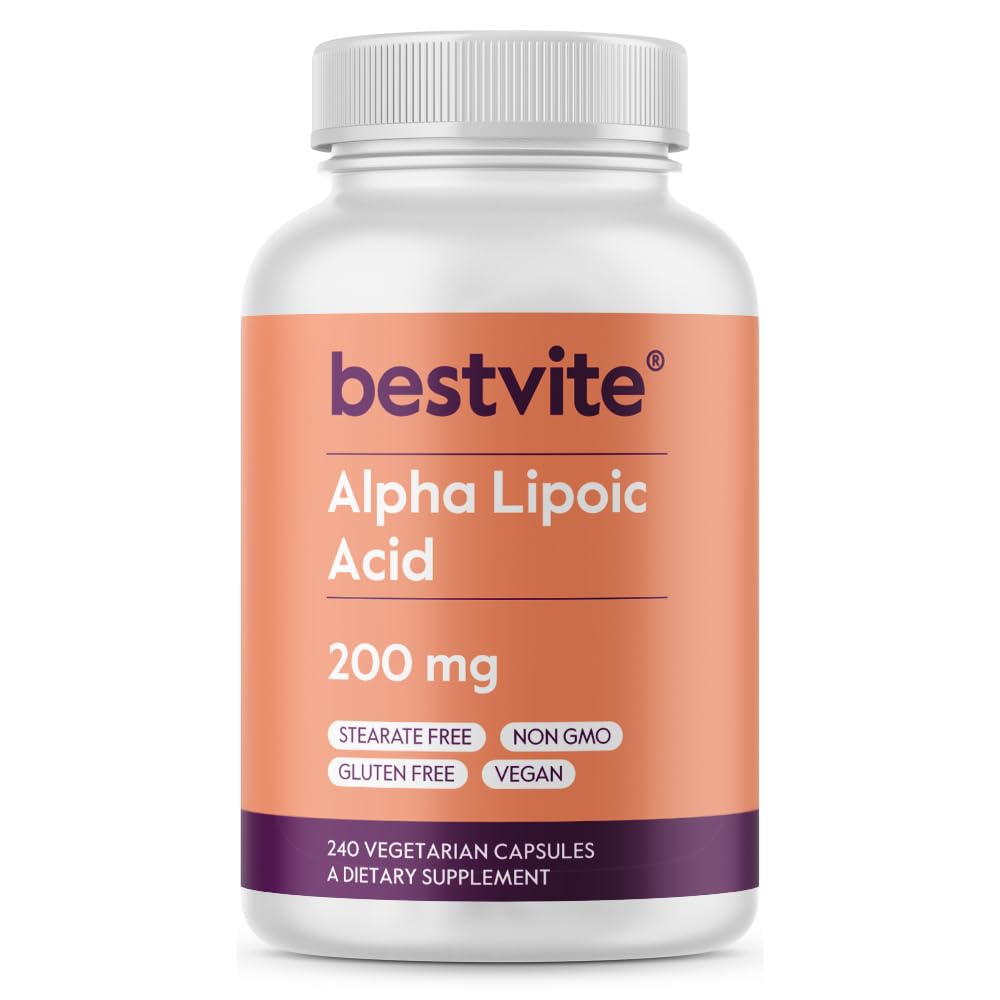 BESTVITEアルファリポ酸200mg(カプセルごと)(240のベジタリアンカプセル) - ない Stearates - 完全菜食主義者のグルテンフリー - 非GMO