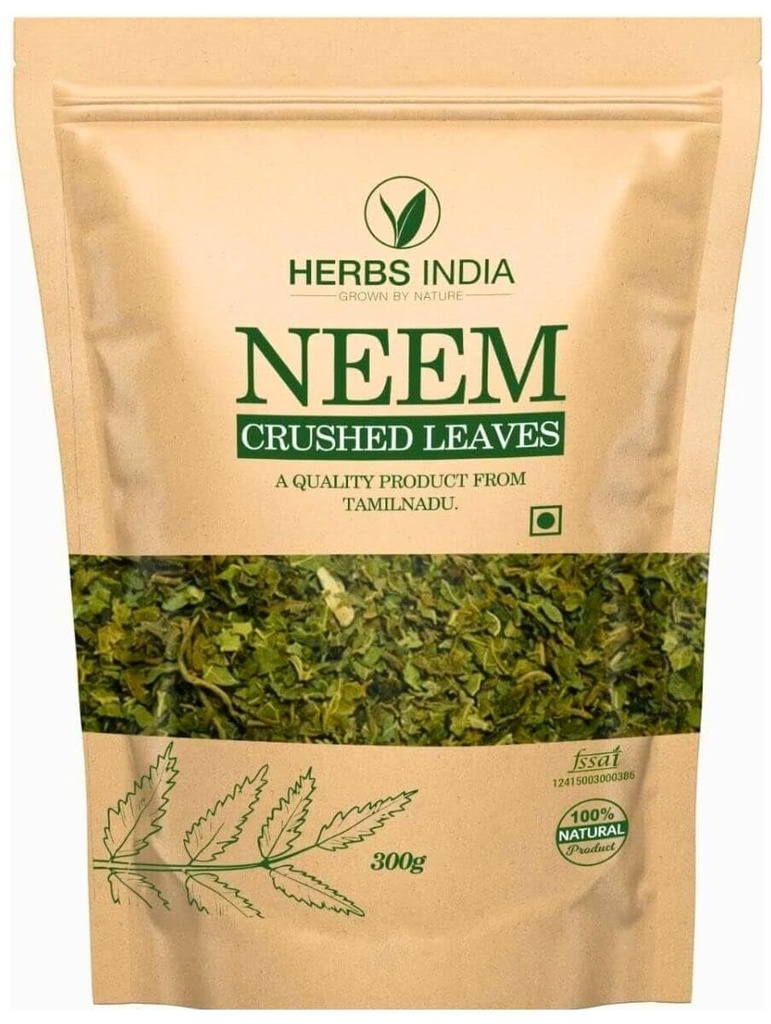 Neemは(粉ではない)、新しいNeemの葉の茶300グラム(10.6 Oz)、草の補足を作るためによい押しつぶされて残します - HerbsIndia