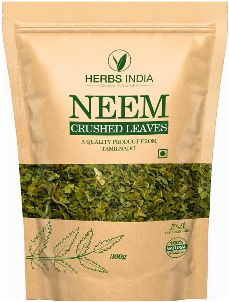 Neemは(粉ではない)、新しいNeemの葉の茶300グラム(10.6 Oz)、草の補足を作るためによい押しつぶされて残します - HerbsIndia