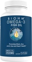 BIOHM Omega-3の魚油(2500mg、60のSoftgels)の高い効力860mg EPA及び630mg DHA、Omega 3の脂肪酸の補足は頭脳、接合箇所、目、肝臓及び腸の健康、持続可能の源を支えます