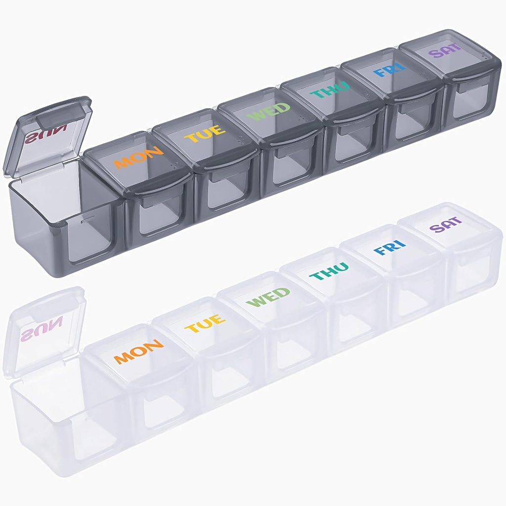 VICASKY 7 Day 3 Times A Day Pill Organizer: 7 Compartments, Portable, Reminder, Personal Pill Dispenser