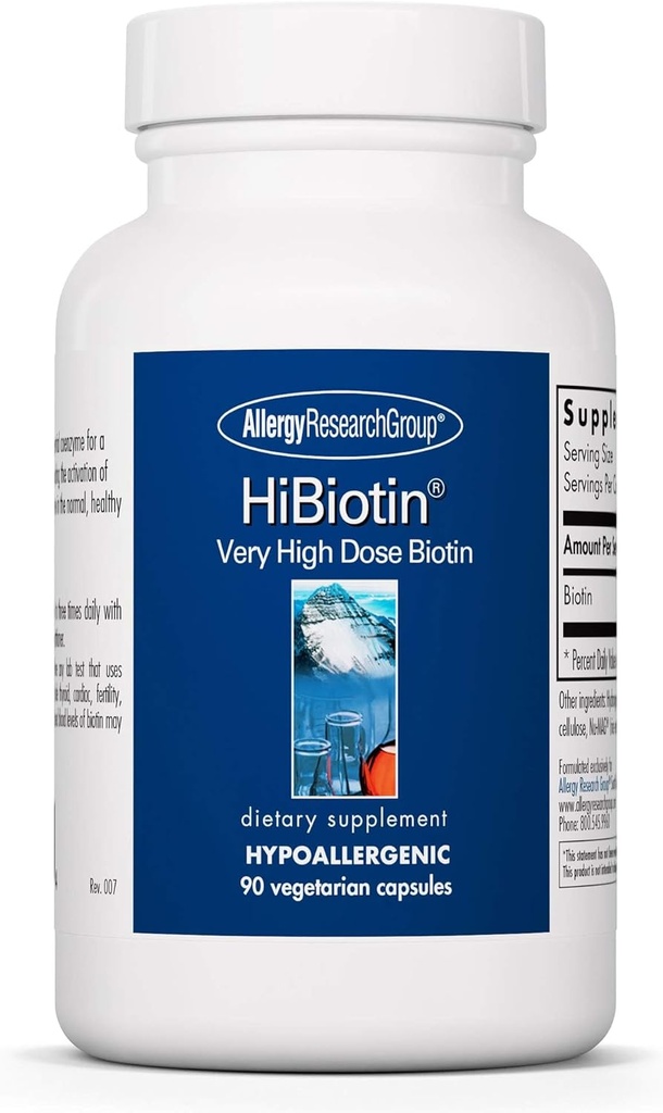 アレルギー研究グループHiBiotinの補足-余分強さのBiotinの丸薬、ベジタリアンのカプセル、hypoallergenicのグルテンフリー- 90の計算