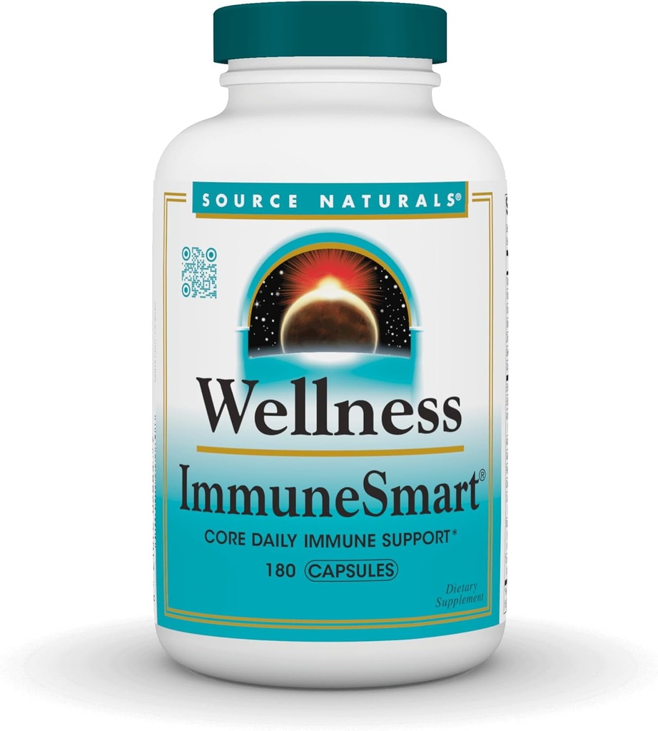 Source Naturals Wellness ImmuneSmart - コア毎日の免疫サポート*、ビタミンA、C、およびD、亜鉛、エルダーベリー、Echinacea、Andrographis、トルコテール、ニンニク - 180カプセル