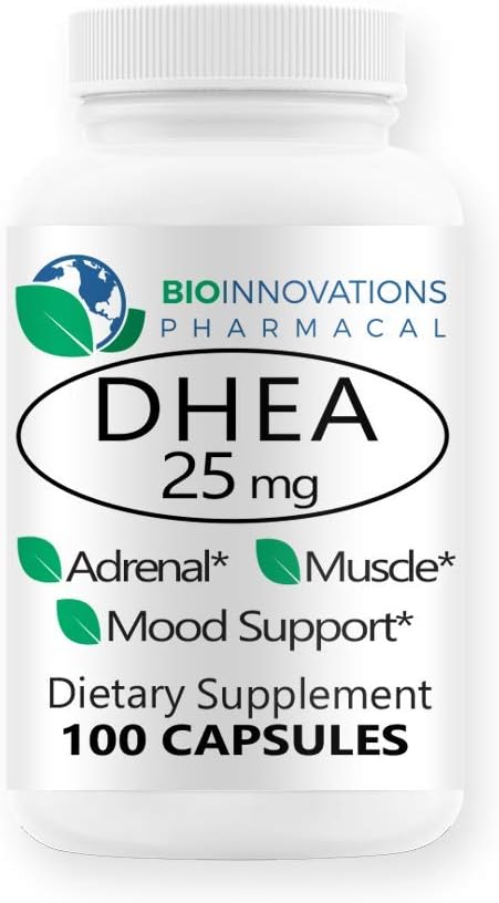 Micronized for Superior Absorption DHEA 25mg Derived from Wild Yam Support Immune Health, Brain, Bones, Muscles - 100 Capsules