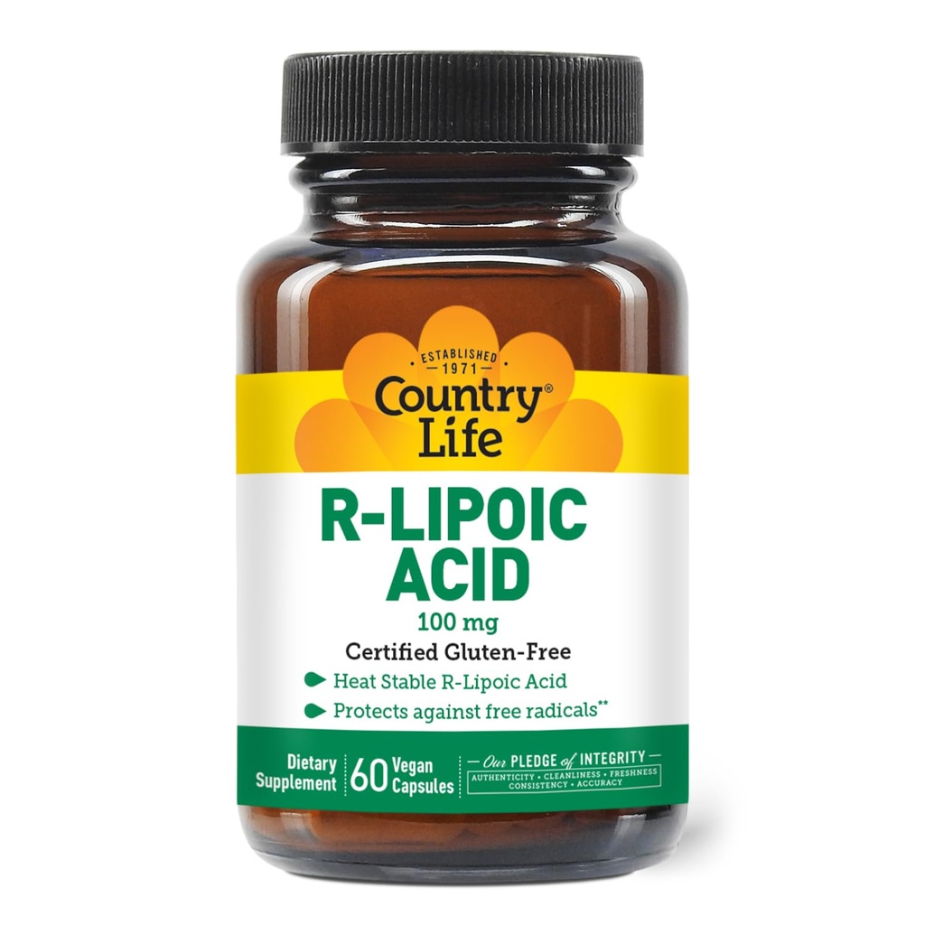 カントリーライフRアルファリポ酸コンプレックス300mg - アルファリポ酸270mg & R-リポ酸30mg - 酸化防止サポート - 酵母、トウモロコシ、小麦、大豆、グルテン、牛乳 - アルファリポ酸サプリメント