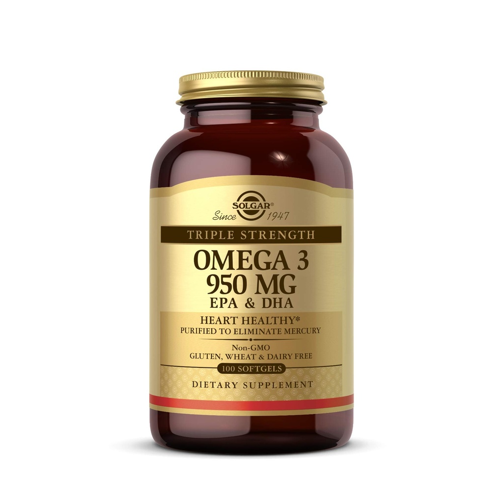 ソルガートリプル強度オメガ-3 950 mg、100 Softgels - 心臓血管、関節と皮膚の健康をサポート - 心の健康サプリメント - 必須脂肪酸 - 非GMO、グルテンフリー、乳製品無料 - 100カウント