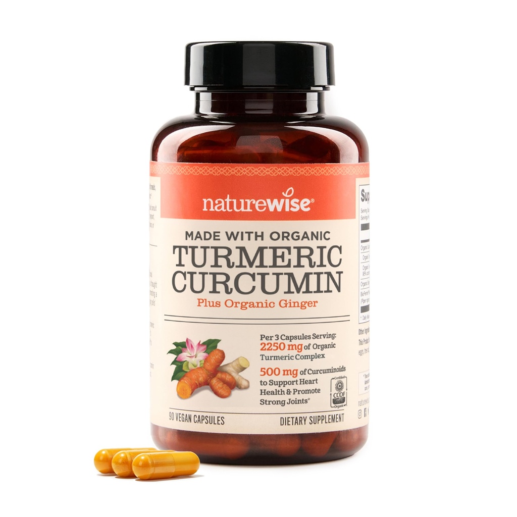 NatureWise Curcumin ターメリック 2250mg - 95% クルクミノids & BioPerine 高度な吸収のためのブラックペッパー抽出物 - 毎日の関節と免疫の健康サポート - ビーガン、非GMO、90 カウント[30日の供給]