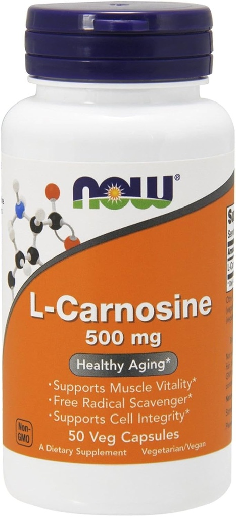 L-Carnosine 500mg - Vegetarian - Now Foods - 50 - VegCap